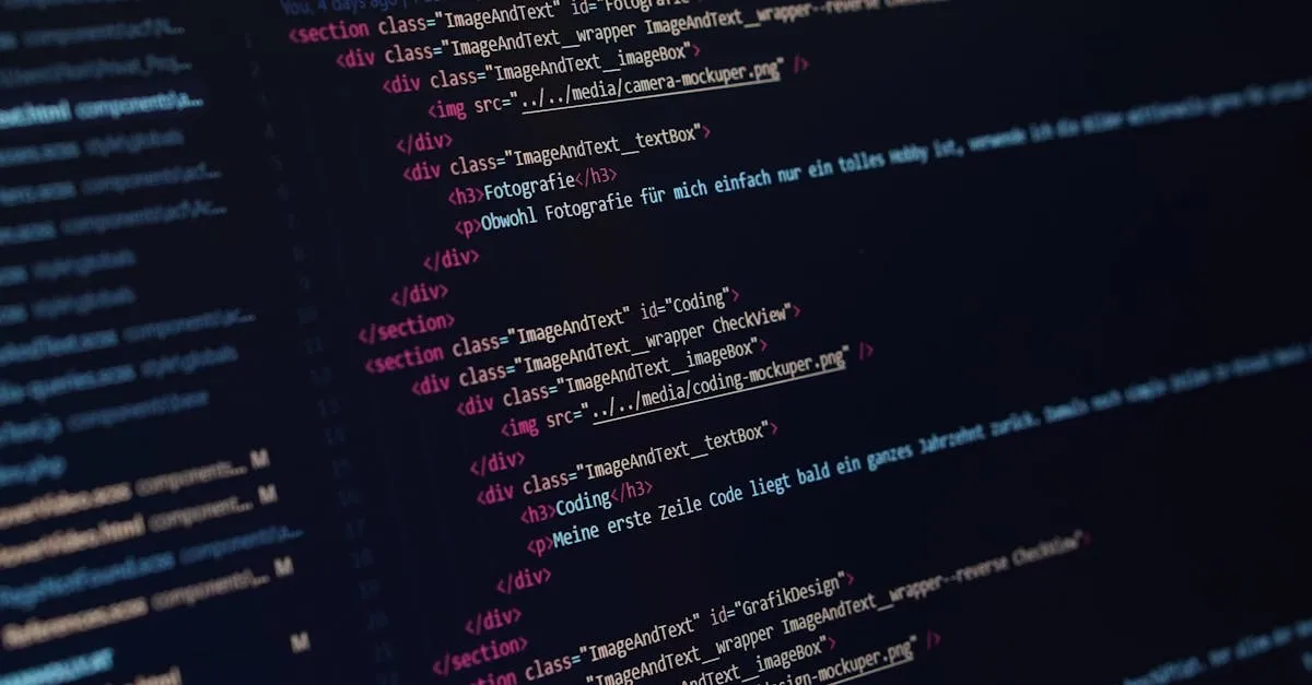 Detalhe do código de um site mostrando a importância do seo on-page para o bom posicionamento.